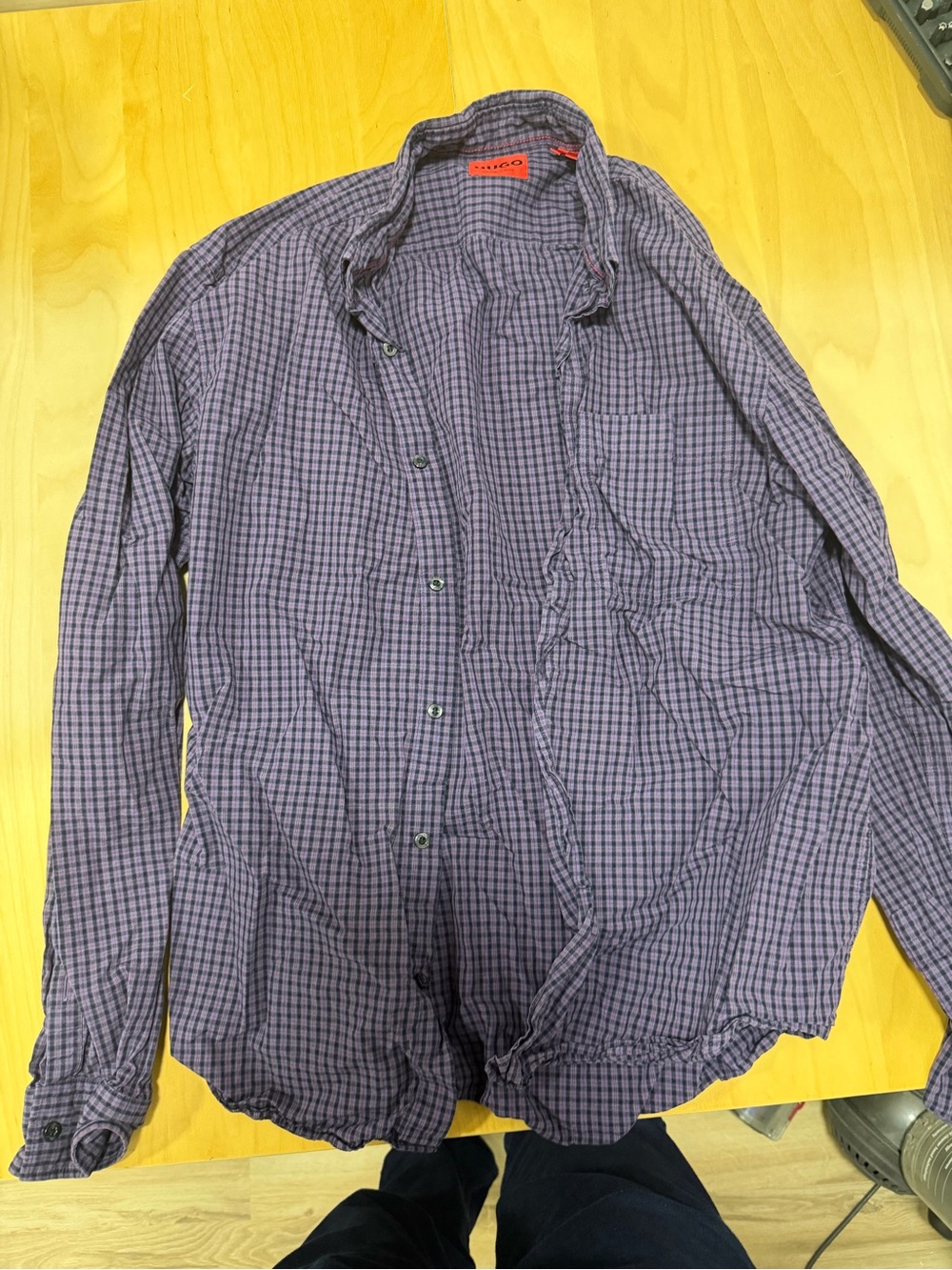 HUGO Purple Checked Button-Down Shirt